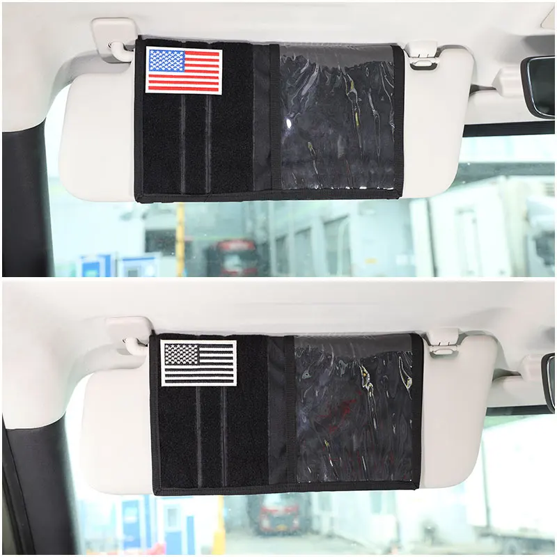 

For Land rover Discovery 5 2017-2023 Oxford cloth Black Car Sun Visor Organizer Panel Multi-pocket Storage Bag Auto Accessories