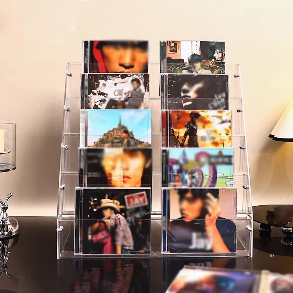 

Transparent Display Stand CD Storage Shelf Optical Discs Collection Rack Phone Shell Magazine Storage Desktop Organizer Holder