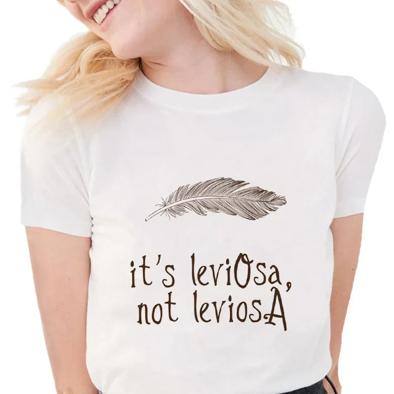 Fashion T Shirts Vrouwen Grappige T-shirt Vrouwen Het Leviosa Niet Leviosa Brief Grafische Print Tee Tops Casual witte T-shirts