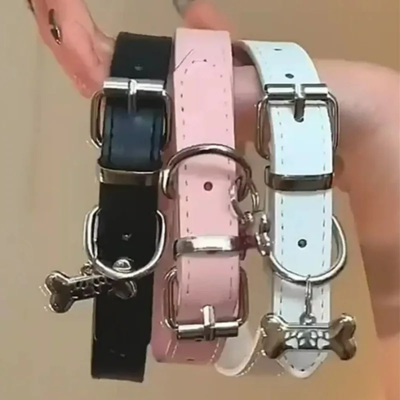 Trendy Punk Dog Claw Bone Choker Necklaces for Women Sweet Cool Black Pink Pu Leather Exquisite Charms Y2K Party Jewelry Gifts