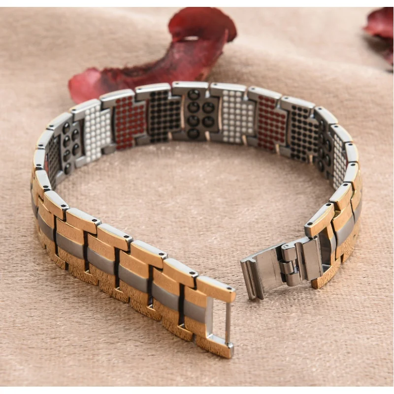 Pulsera magnética personalizada de titanio caaz para hombres, pulsera magnética 4 en 1, Tecnología japonesa, cuidado de la salud