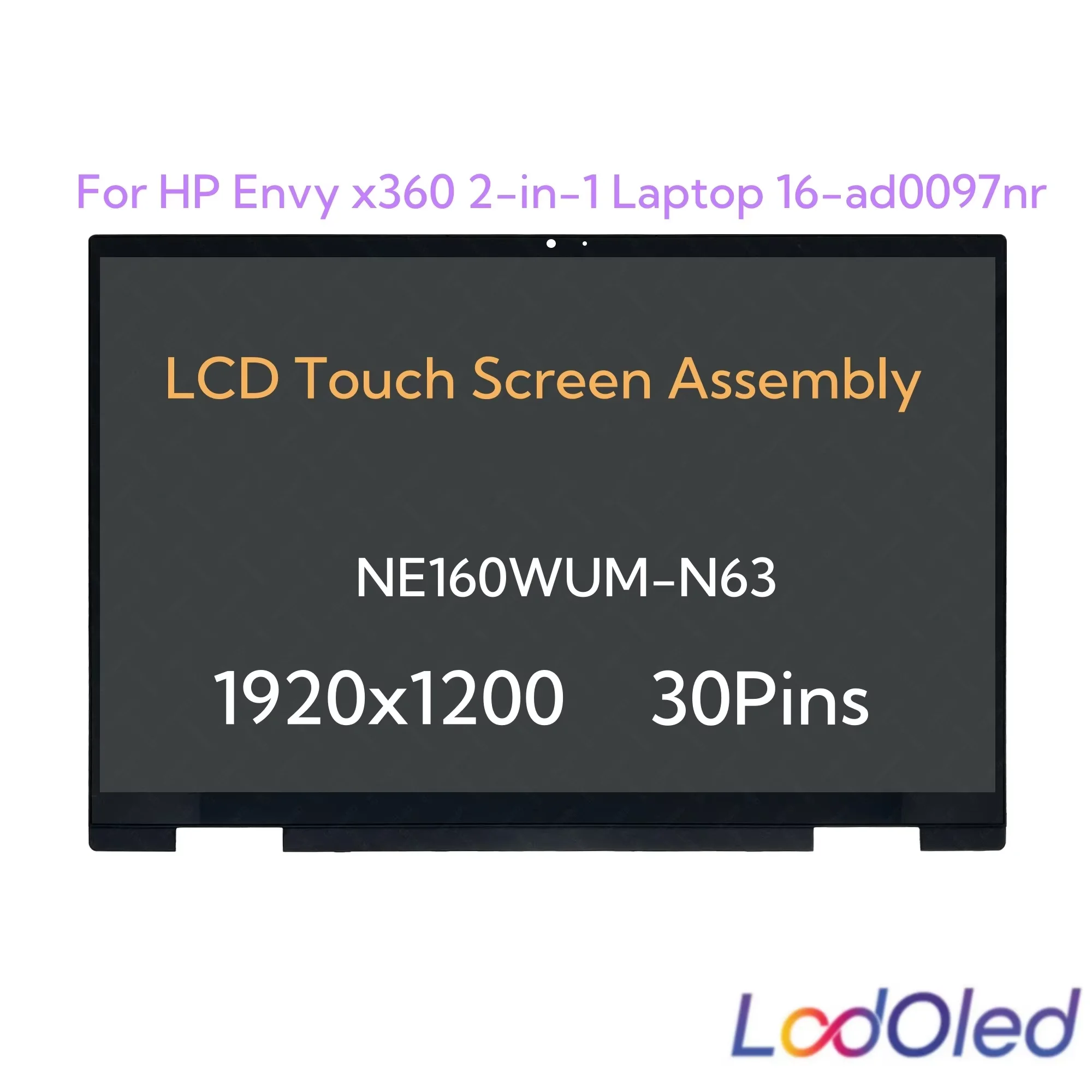 16:10 LED OLED for HP Envy x360 2-in-1 Laptop 16-ad0097nr 16-ac0013dx LCD Display Touchscreen Digitizer Assembly 30pins