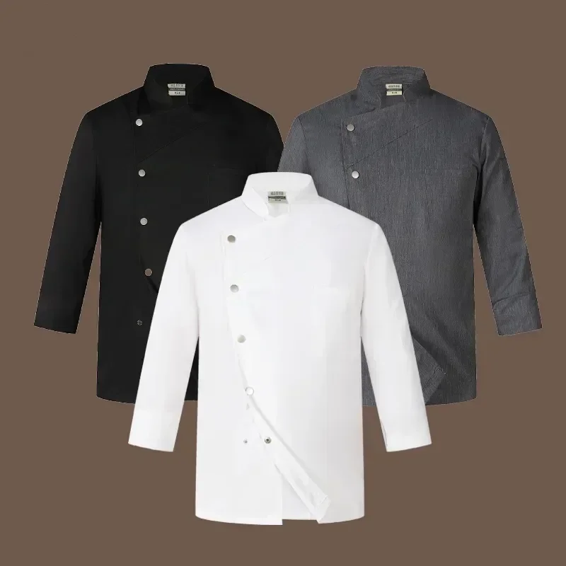 Restaurant Logo Coat Waiter Sleeve White T-shirt Baker Uniform Jacket Long Hotel Women Chef Clothes Work Cook