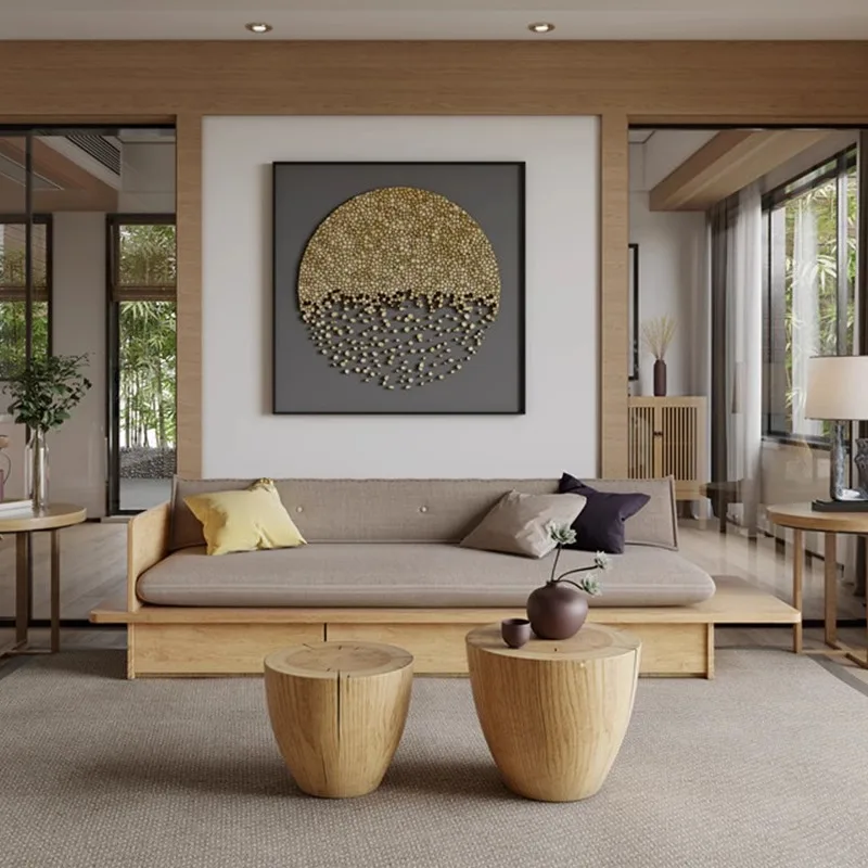 شقة صغيرة إسكندنافية على الطراز الياباني أريكة سجل B & B أثاث غرفة المعيشة الرجعية مع أدراج أريكة مزدوجة ثلاثية من الخشب الصلب