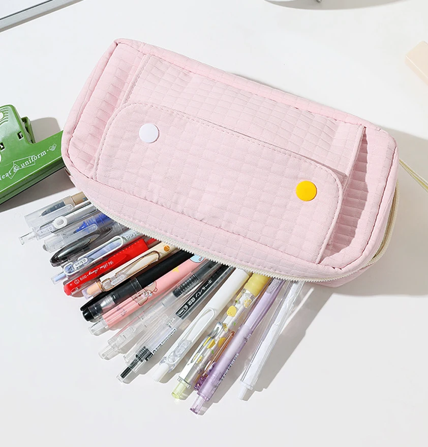 Creative Button Pencil Case Creative Large-Capacity Pencil Bag Minimalist Design Pen Case Convenient For Daily Life Students
