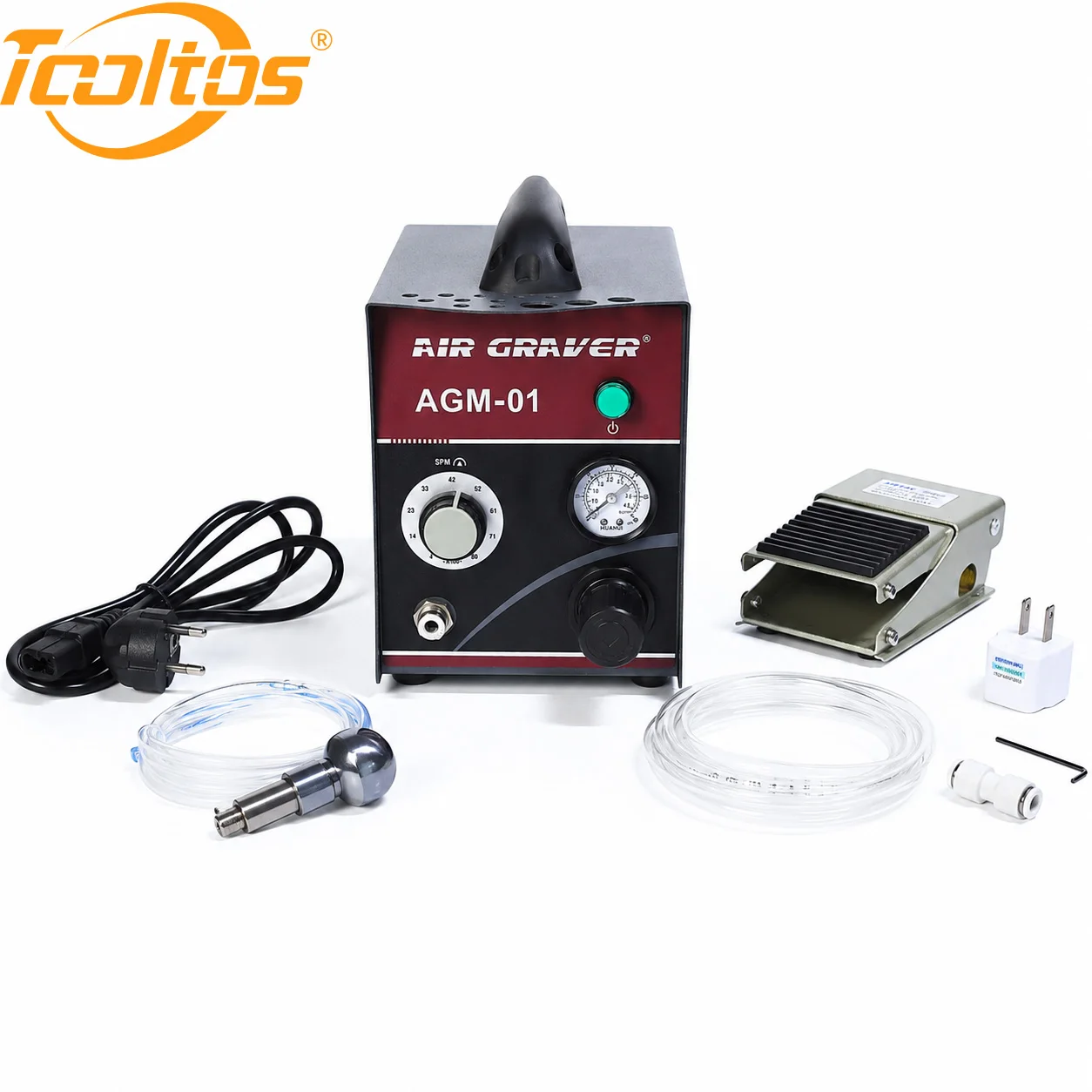 TOOLTOS Single Head Pneumatic Engraving Machine Air Graver Kit for Jewelry Engraving Stone Setting with Foot Pedal
