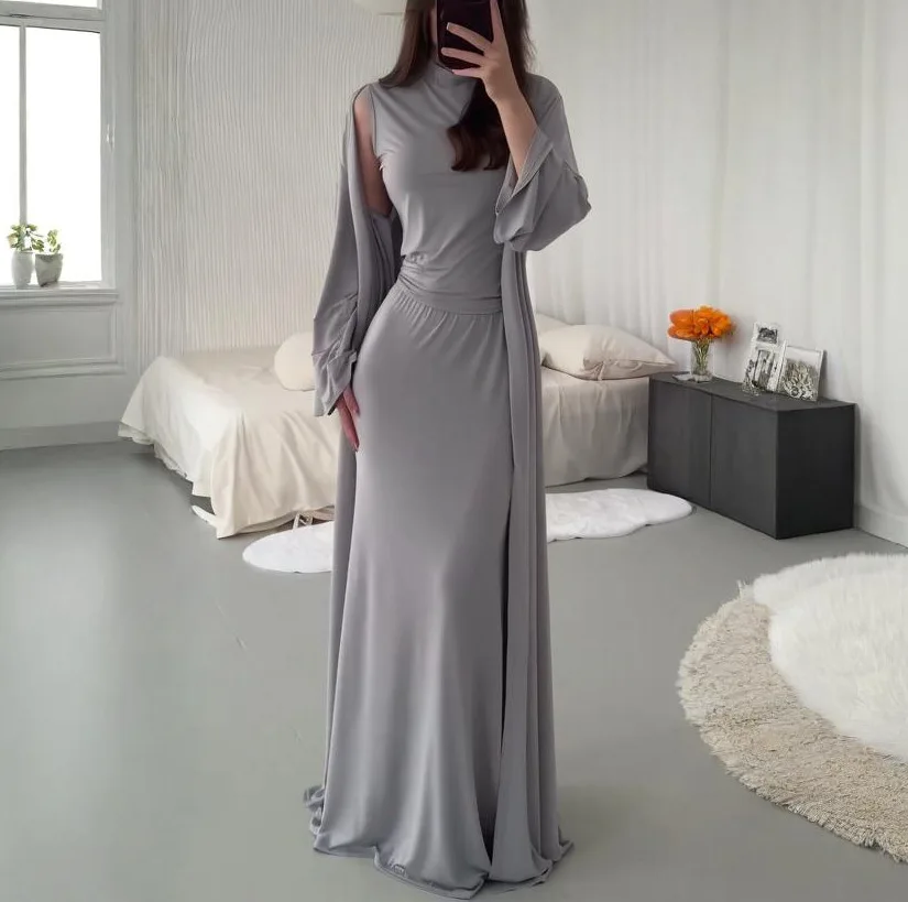 

2025 Autumn and Summer Waist Tight, Comfortable, Versatile Commuter Daily Bag Hip Skirt Sleeveless Top Coat 3-Piece Set