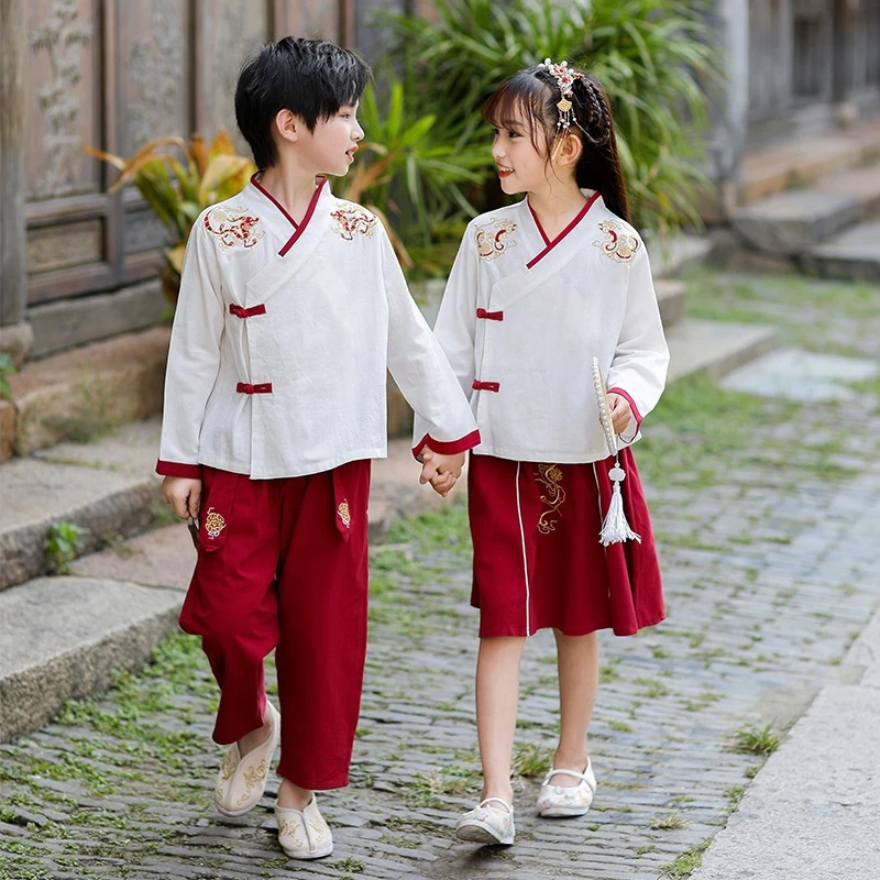 

Children's Hanfu Boys and Girls Autumn Week-old Dress Girls Mid-Autumn Festival Performance Clothes Chinese Style Tang Dress