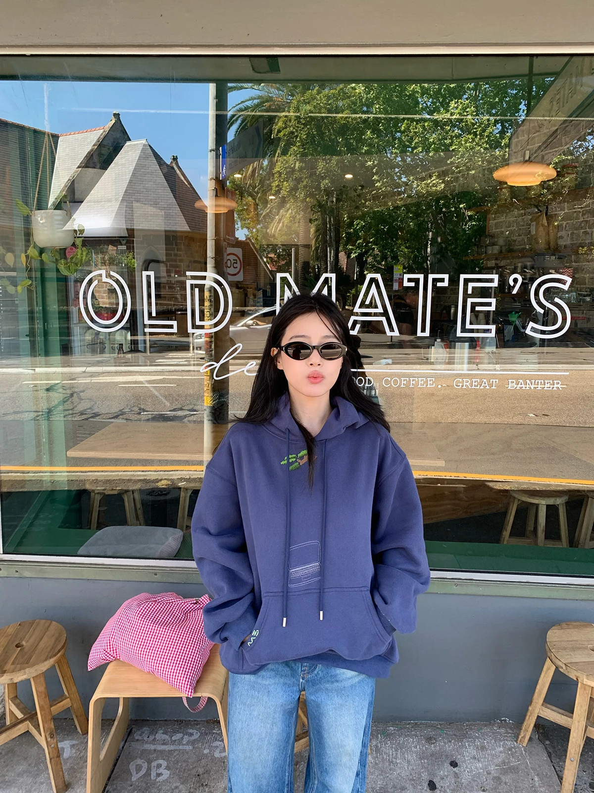 

Новая осенне-зимняя толстовка с вышивкой, толстовка с капюшоном, повседневная универсальная свободная посадка из смеси хлопка и полиэстера, удобная уличная одежда