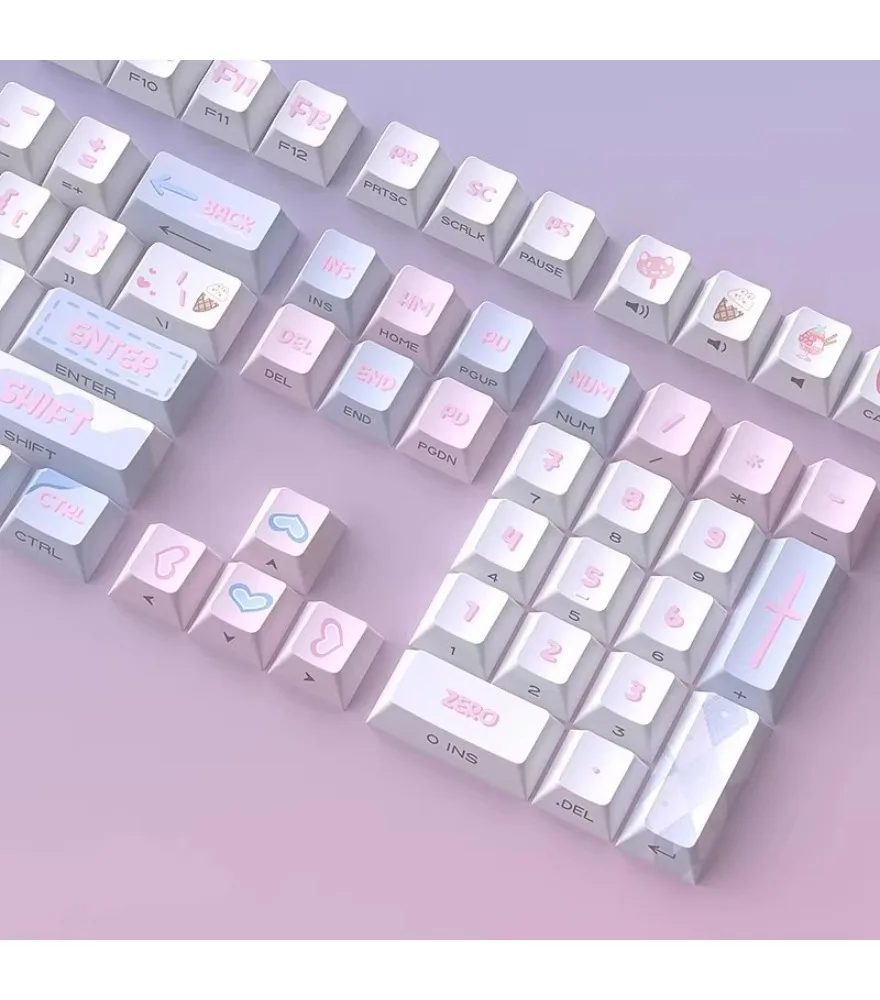 Fog shadow afternoon tea mechanical keycap 128 key small full set original height PBT side engraving luminous