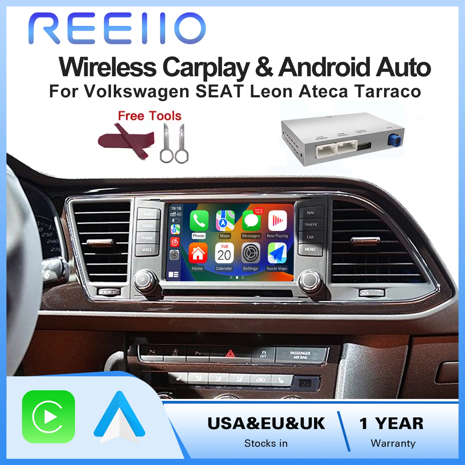 2025 New Wireless CarPlay Android Auto for VW SEAT Leon Ateca Tarrac Airplay Mirror Casting Support Camera Multi