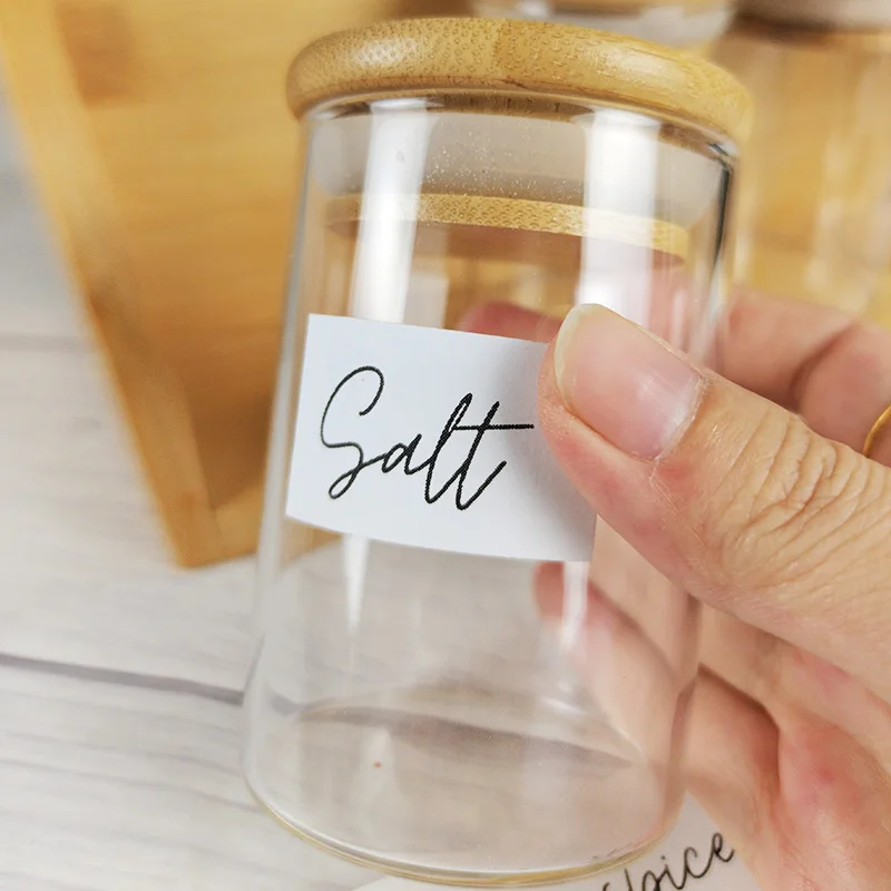 12pcs/lot Wood Lid Glass Airtight Canister Kitchen Storage Bottles Jar Sealed Food Container Coffee Beans Grains Candy Jars