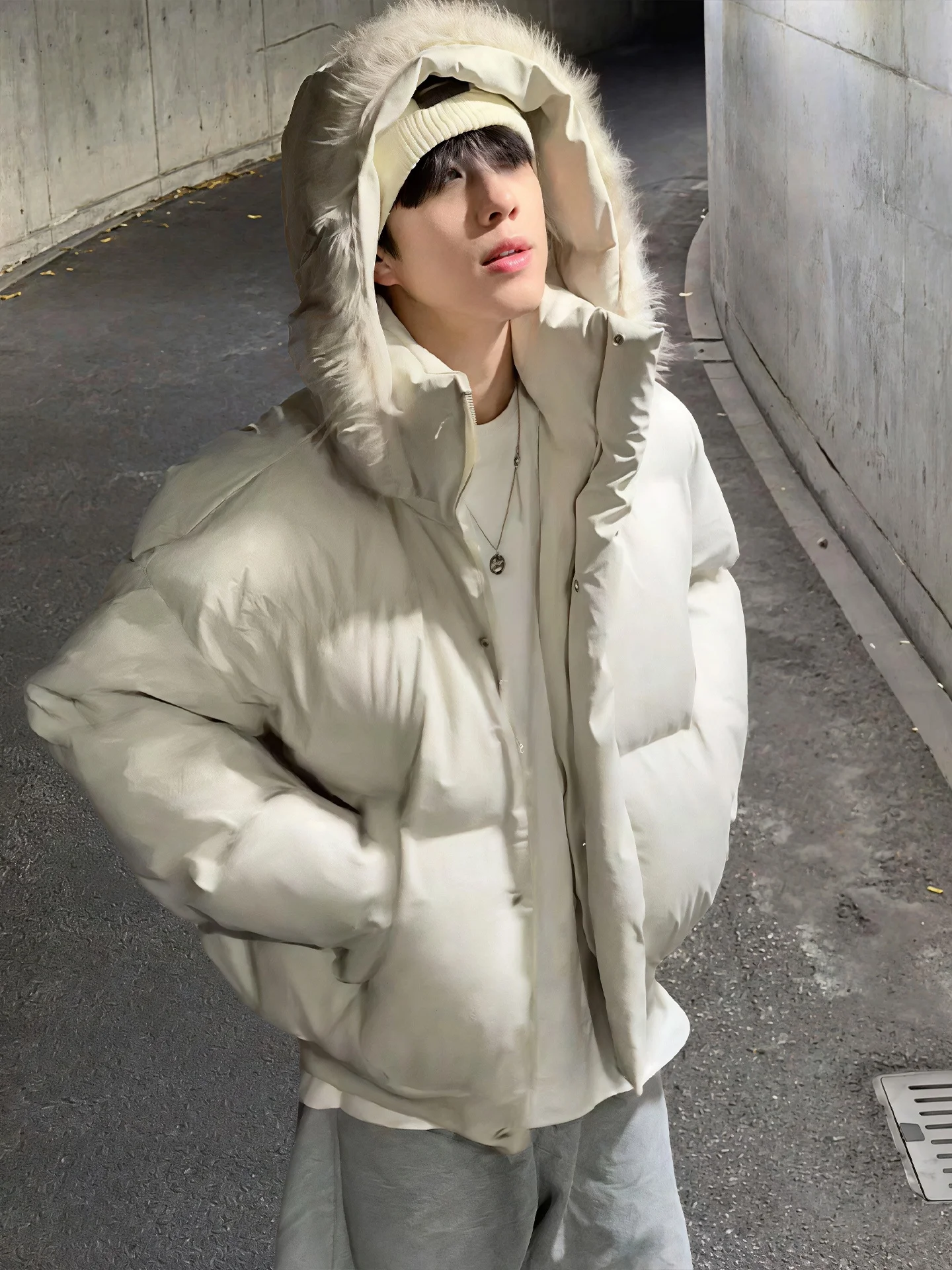 

Мужская зимняя утепленная куртка из хлопка в американском стиле с отстегивающимся меховым воротником, теплая, с воротником-стойкой, для пар