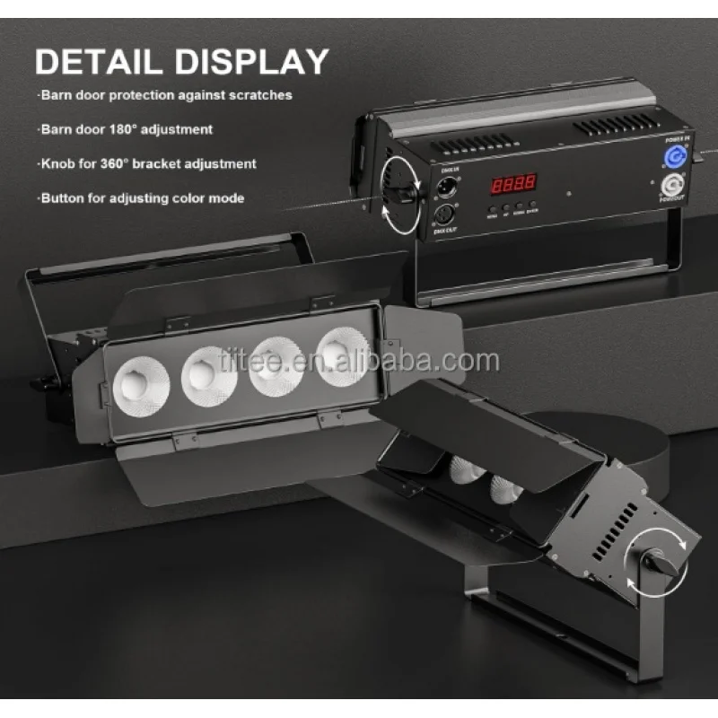 

Tiitee DMX512 Control IP65 4*50w COB Stage Audience Light Blinder CW/WW Translational Motion