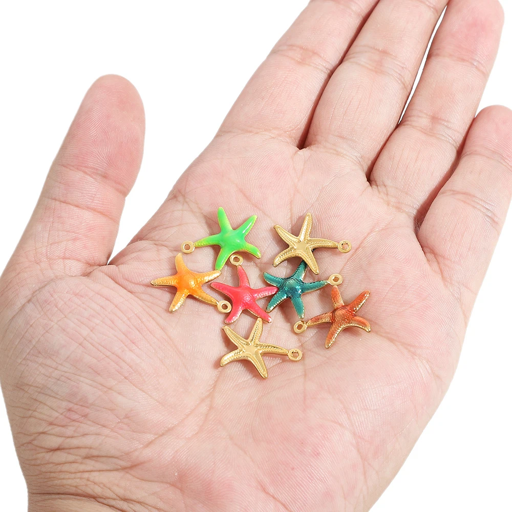 20 pendenti con stelle marine in acciaio inossidabile, pendenti con olio a goccia, sfusi per portachiavi gioielli carini fai da te, creazione di orecchini, collane