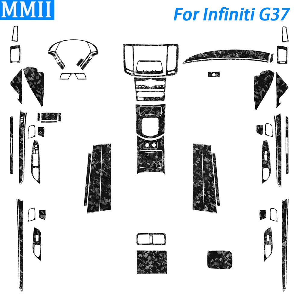 

For Infiniti G37 2008-2013 Forged Carbon Fiber Gear Shift Air Outlet Steering Wheel Panel Set Car Interior Accessories Sticker