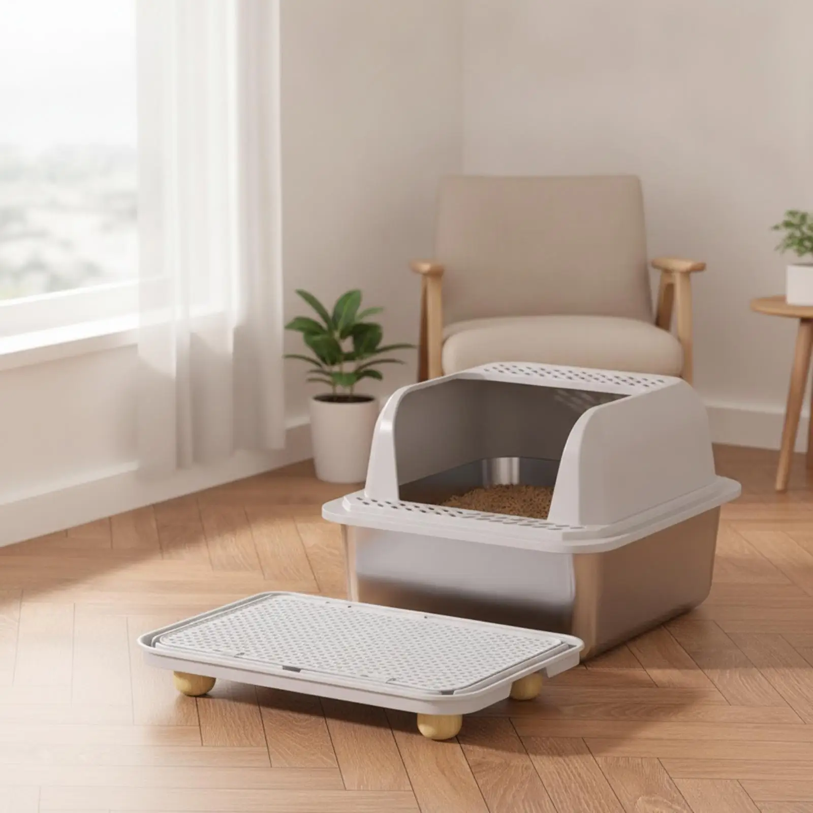 Litter Catching Board Perforated Mat with Honeycomb Holes Non-Slip for Apartment