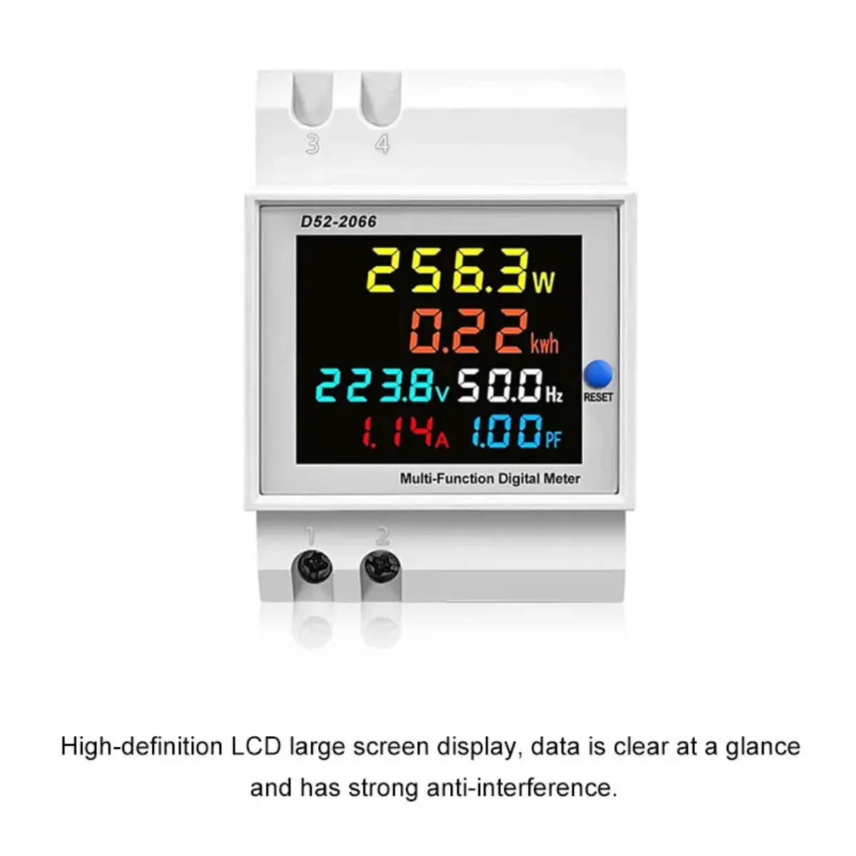 D52-2066 AC40-300V Single-phase Household Smart Electric Din Rail Type Multi-function Digital Electric Kwh Meter With LCD