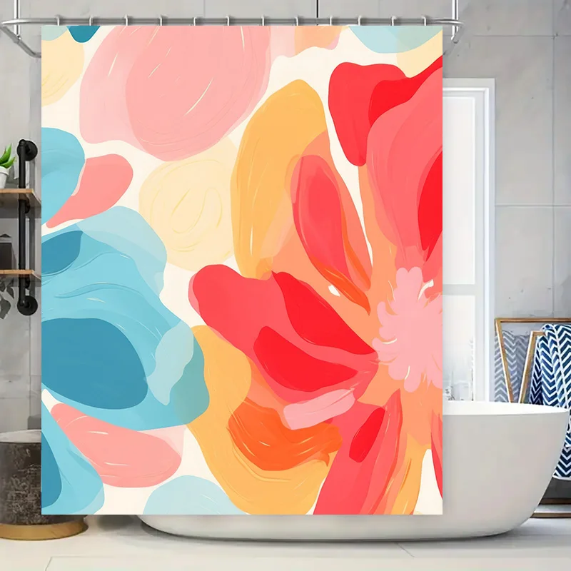 

Vibrant Flowers Shower Curtain Waterproof Fabric Decorative Bathroom Accessories in Red, Blue, Pink Yellow Colors Size: 72 x 84