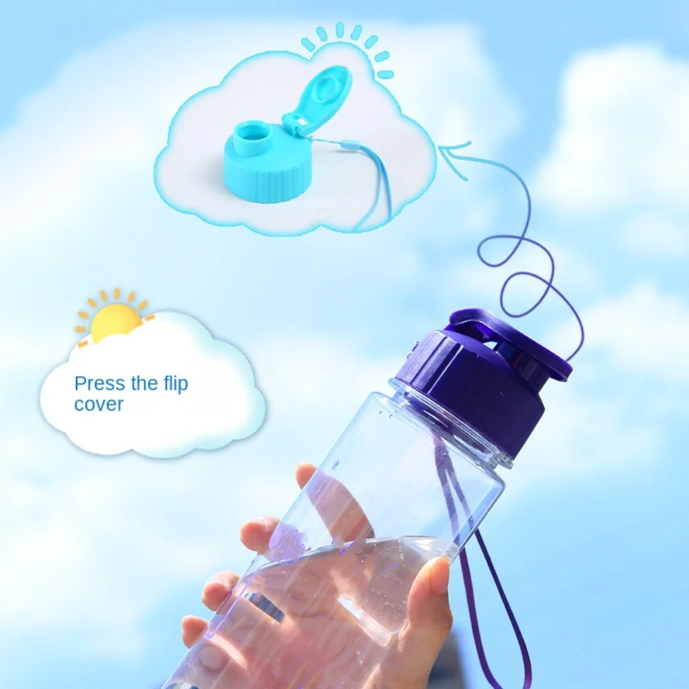 17oz 550ML Plastic Water Bottle Large Capacity Leak Proof Clear Drink Bottle with Handle Strap Lightweight Travel Kettle