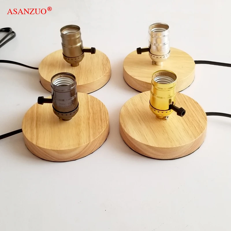 Table Lamps Vintage American Country Retro Style Desktop Decoration Solid Wood Aluminum Material E27 Base Lamp Holder