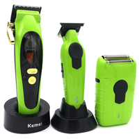 Professional Hair Clipper Kit for Men DLC Blade with Base Charger Oil Head Foil Shaver Haircut Machine Hair Trimmer Kemei 2035