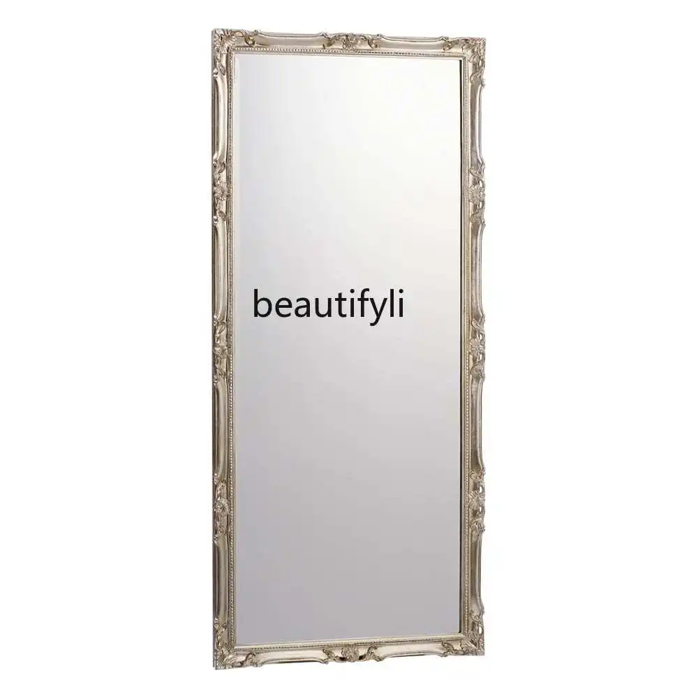 

Retro full-length mirror American carved floor mirror household wall-mounted European light luxury full-body mirror