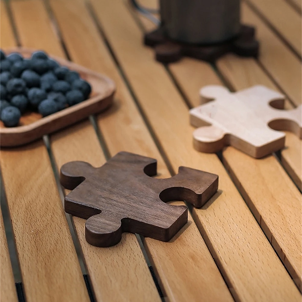 

2 Pcs Wooden Coasters for Drinks Puzzle Cup Set Heat Insulation Desk Protection Home Kitchen Aesthetic Coasters Bar
