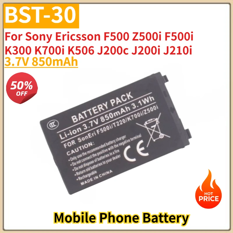 BST-30 High Quality Phone Battery 3.7V 850mAh For Sony Ericsson F500 Z500i F500i K300 K700i K506 J200c J200i J210i Brand New