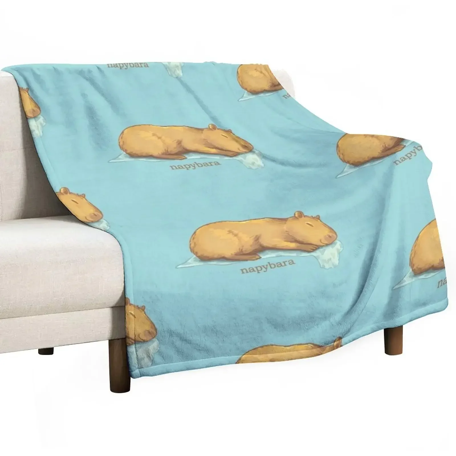 

Sleepy Capybara Throw Blanket warm for winter blankets ands Blankets