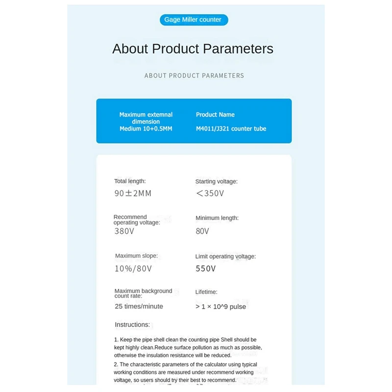 Счетчик Гейгера Мюллера J321, твердый детектор бета-ГМ, комплект счетчиков Гейгера, трубка для детектора ядерного излучения, 1 шт.