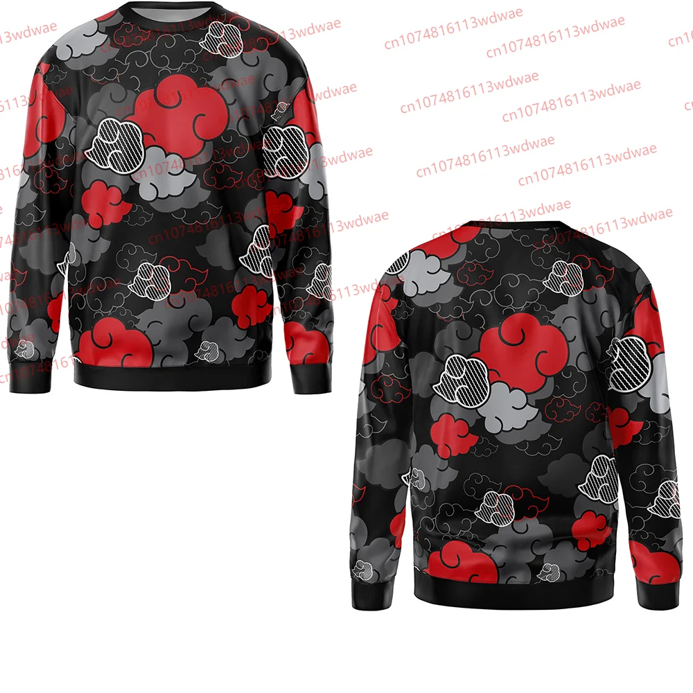 

Akatsuki Sweatshirt Naruto Cloud Print Crewneck Anime Cosplay Sweatshirt Unique Naruto Akatsuki Cosplay Apparel for Anime Fans