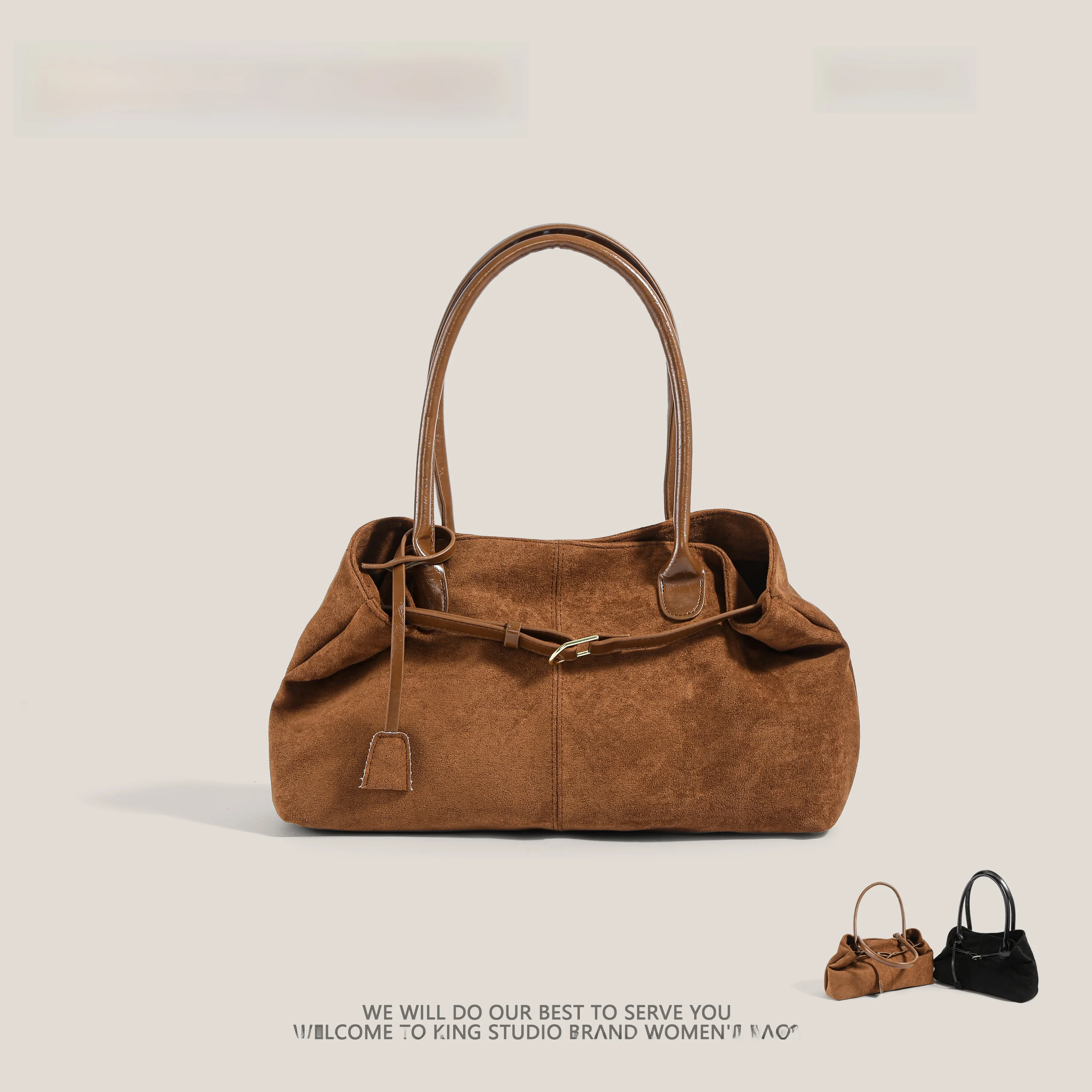 

Autumn Winter Women's Suede Underarm Tote Bag Large Capaci Commuter Handbag Faionable Retro Sle Single oulder Bag