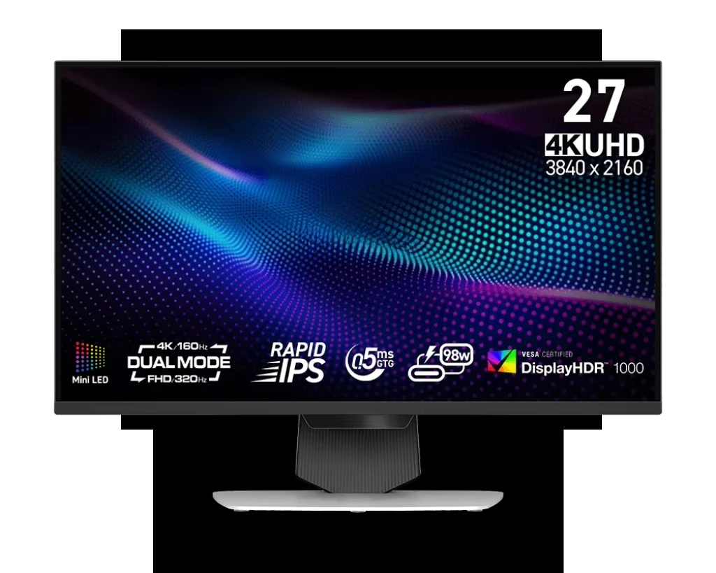 MPG 274URDFW E16M Gaming 27inches Rapid IPS with Mini-LED 3840x2160 (UHD) 160Hz 0.5ms Computer
