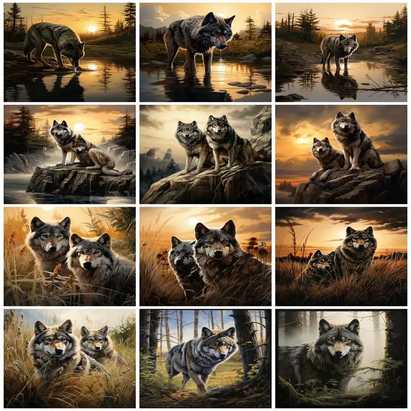 

SDOYUNO Painting By Acrylic Number Animals Wolf Diy Crafts Canvas Wall Art Markers Painting By Numbers Wall Art Decoration