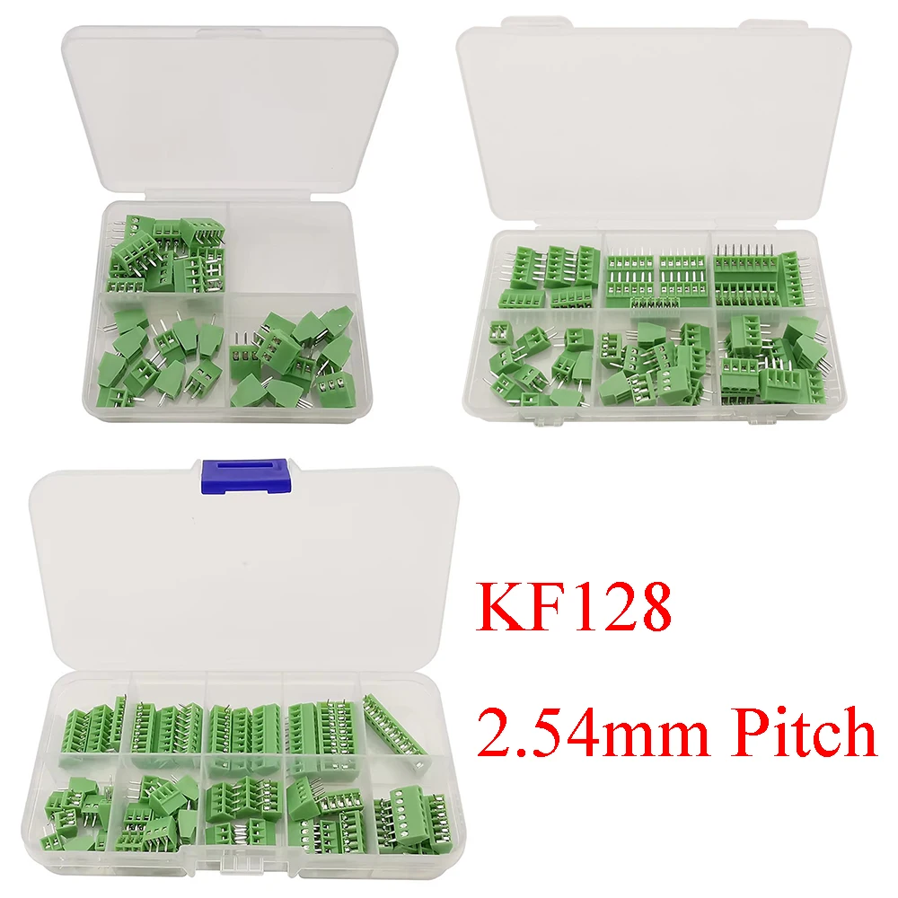 1 صندوق KF128 2.54 مللي متر PCB صغير برغي محطة كتلة موصل KF128-2.54 2P 3P 4P 5P 6P 7P 8P 9P 10P 12P لكابل 26-18AWG