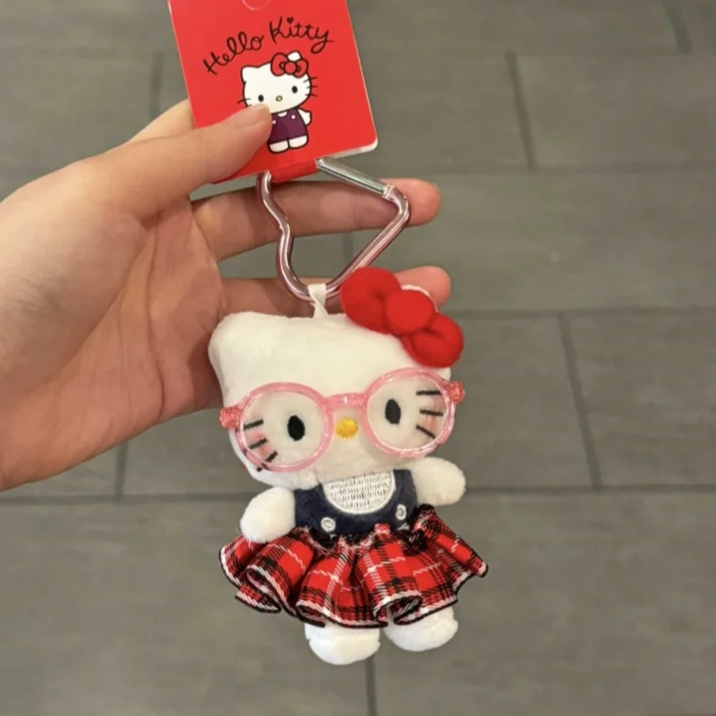 Nowy Hellokitty z okularami ~ Śliczny, ręcznie wykonany wisiorek Kt Doll Brelok do kluczy Torba dla lalek Wisiorek Prezent urodzinowy W magazynie