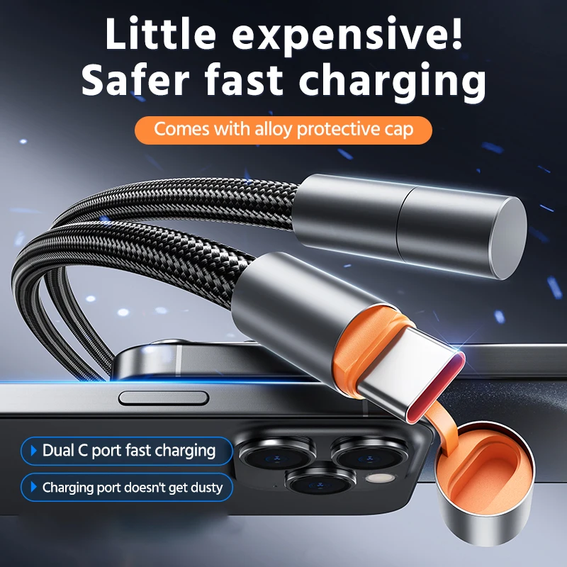 USB C Fast Charging Data Cord Type C to Type C with Alloy Protective Cap For Ipad Pro Mackbook Pro Samsung S25 Xiaomi 14 Huawei