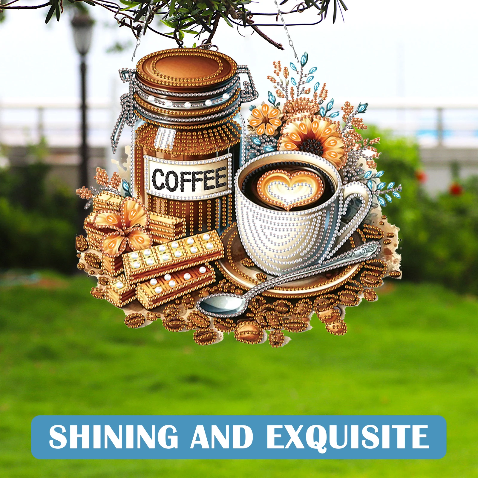 

Coffee 2D Flat DIY Diamond Painting Set Diamond Art Pendant Home Wall Decor