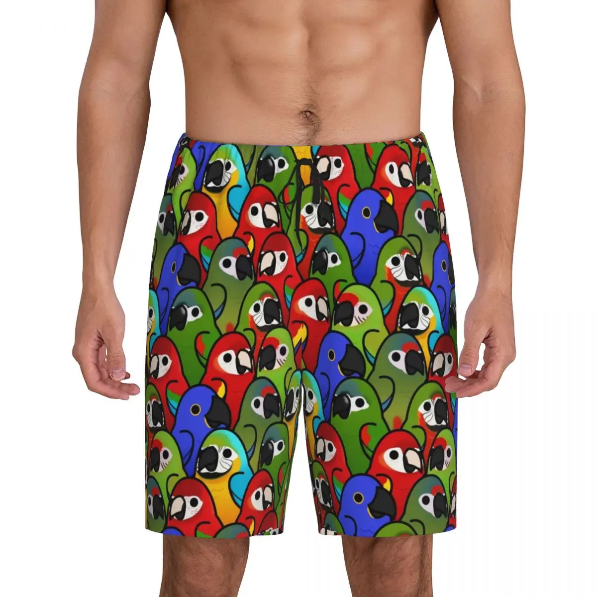 

Custom Print Men's Macaw Squad Pajama Shorts Parrot Birds Sleep Pjs Sleepwear Bottoms with Pockets