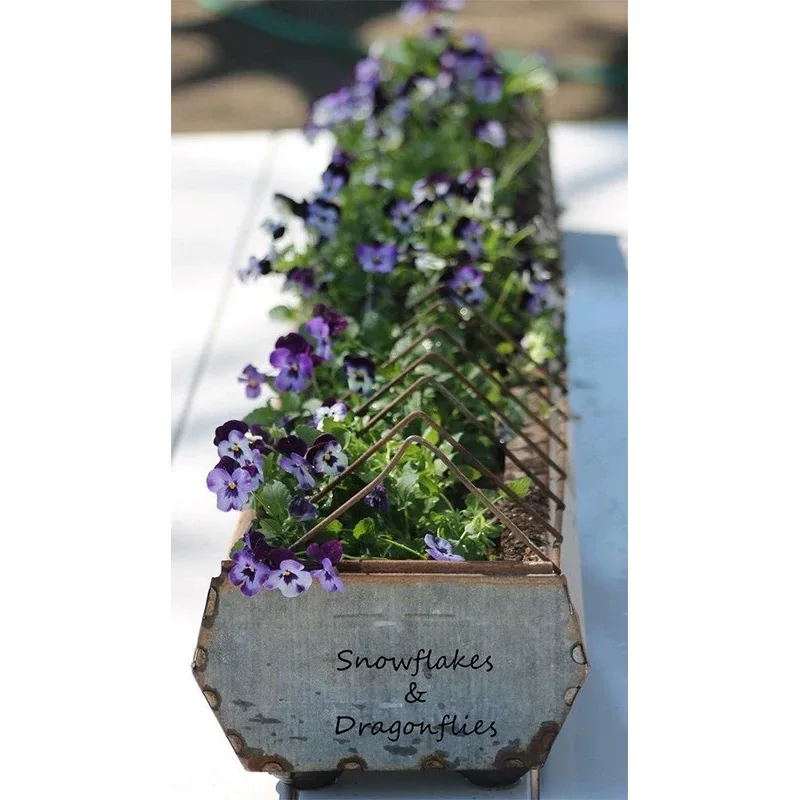 Vintage Metal Chicken Feeder Trough Planter, Galvanized, Rustic Farmhouse Style, 18.5 x 7.9 in