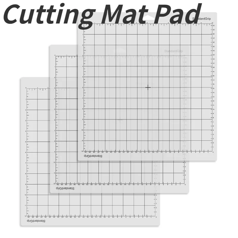 Cutting Mat Pad 12*12-Inch Transparent Adhesive Mat Pad with Measuring Grid 12*4.5-Inch for Silhouette Cameo Plotter Machine