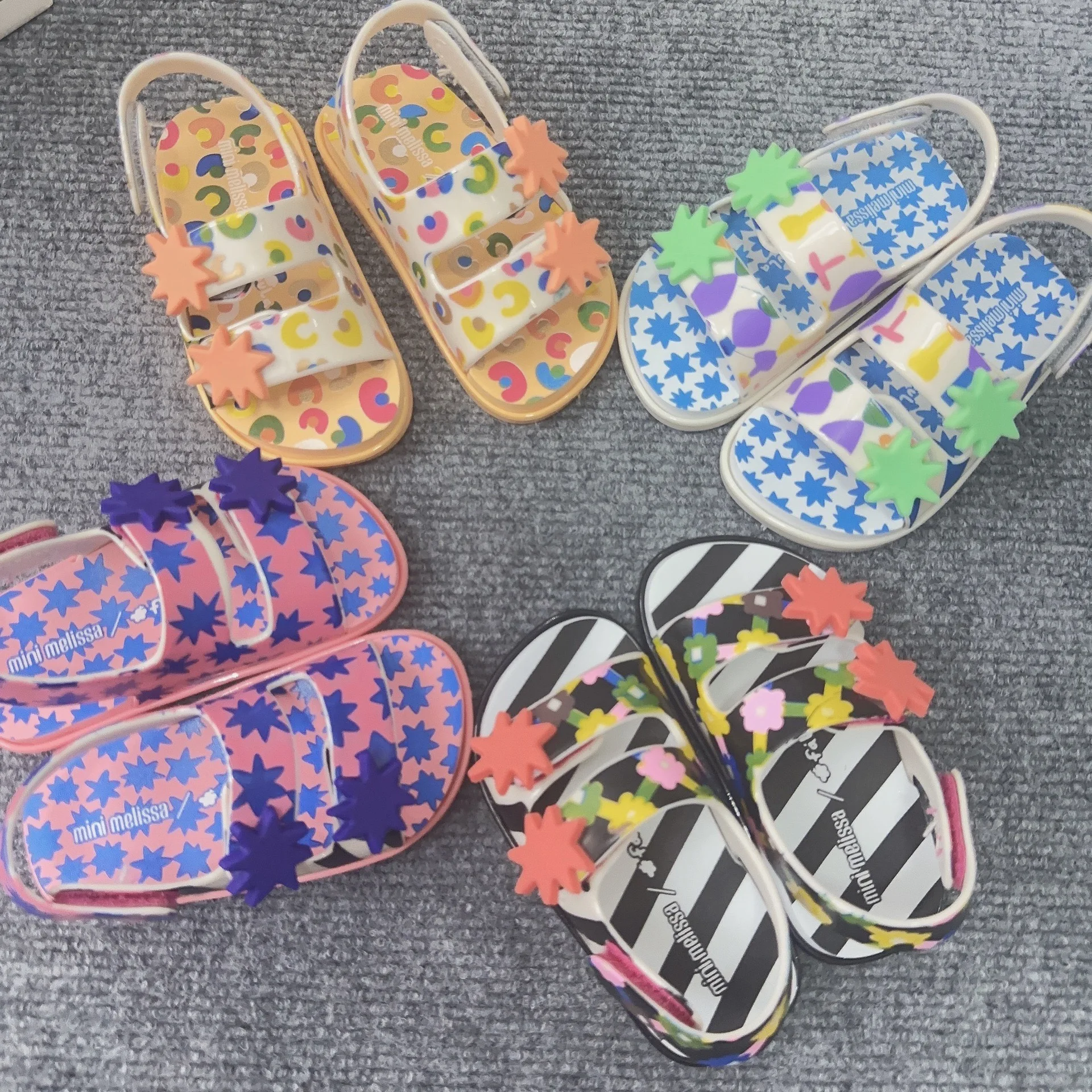 

Mini Melissa New Children's Jelly Shoes Brazil Branded Baby Kids Soft Sole Non-slip Printed Sandals Boys Girls Summer Beach Shoe