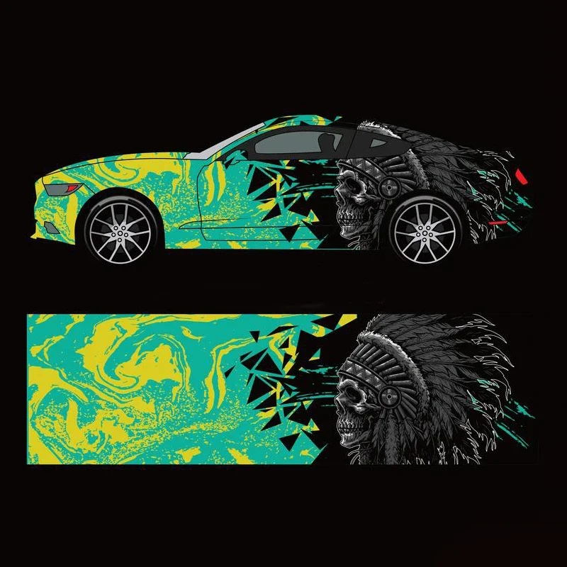 

Indiana Wave Dragon Car Sticker Racing Side Pack Modified Universal Abstract Decal Skull Pattern Sticker