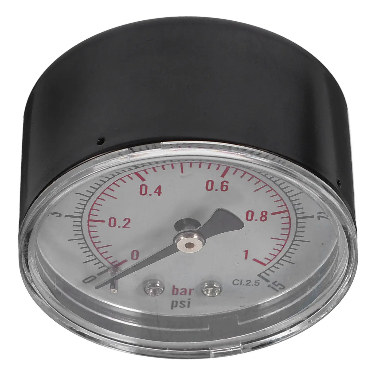 Pressure Gauge 0 to 15 PSI 0 to 1 Bar High Precision NPT for Compressed Air Water Oil Gas Clear Dial