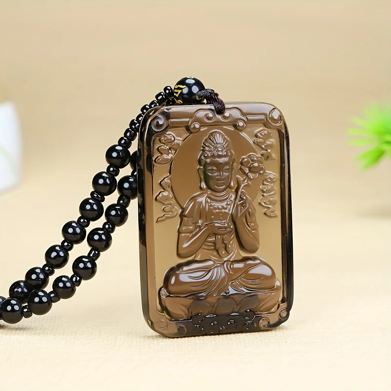 1pc Hot Selling Natural Obsidian Necklace Pendant Fashion Jewelry Men Women Luck Holiday Gift