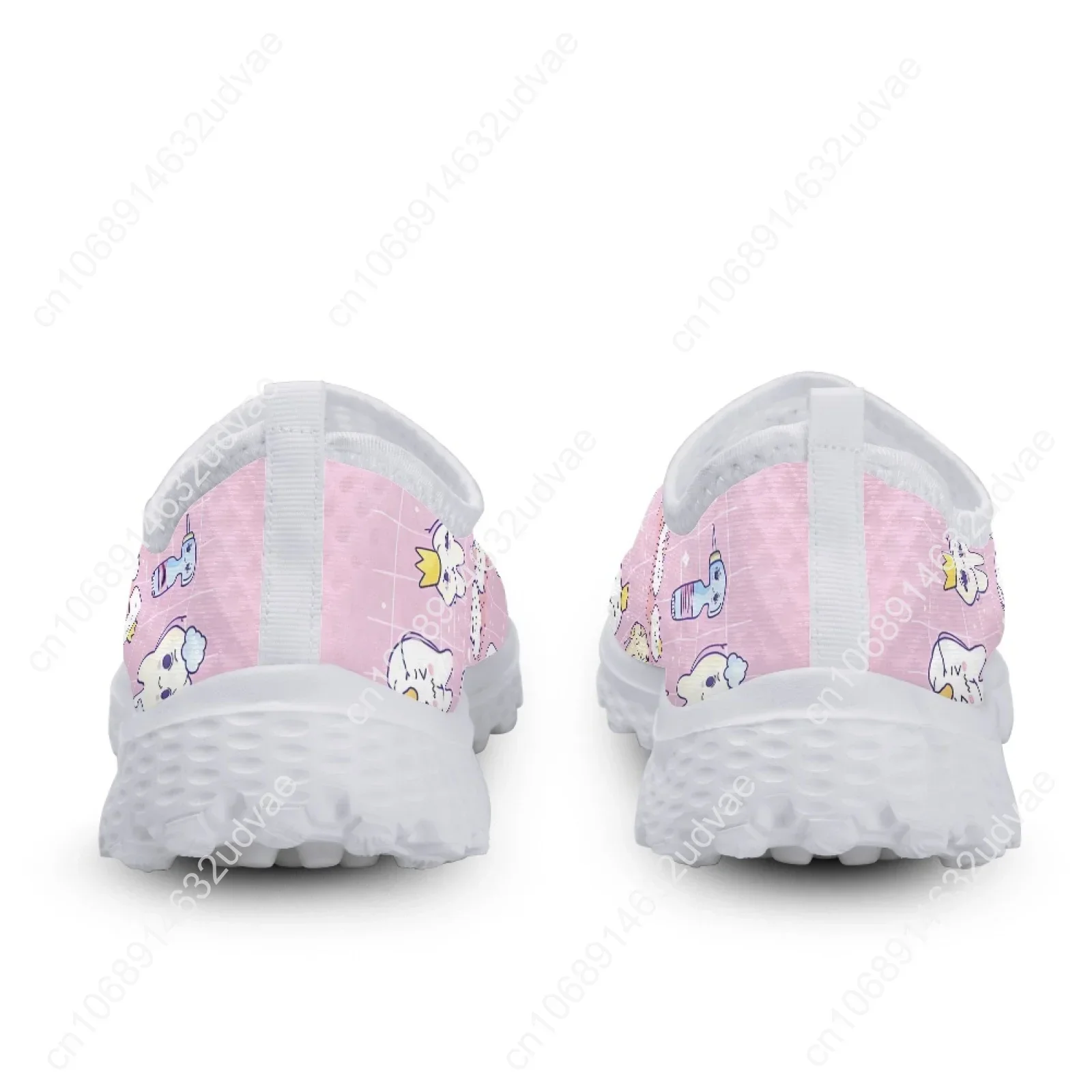 Cartoon Dental Loafers Pink Tooth Print Comfortable Breathable Shoes Medical Nurse Shoes Women's Slip On Shoes Flat