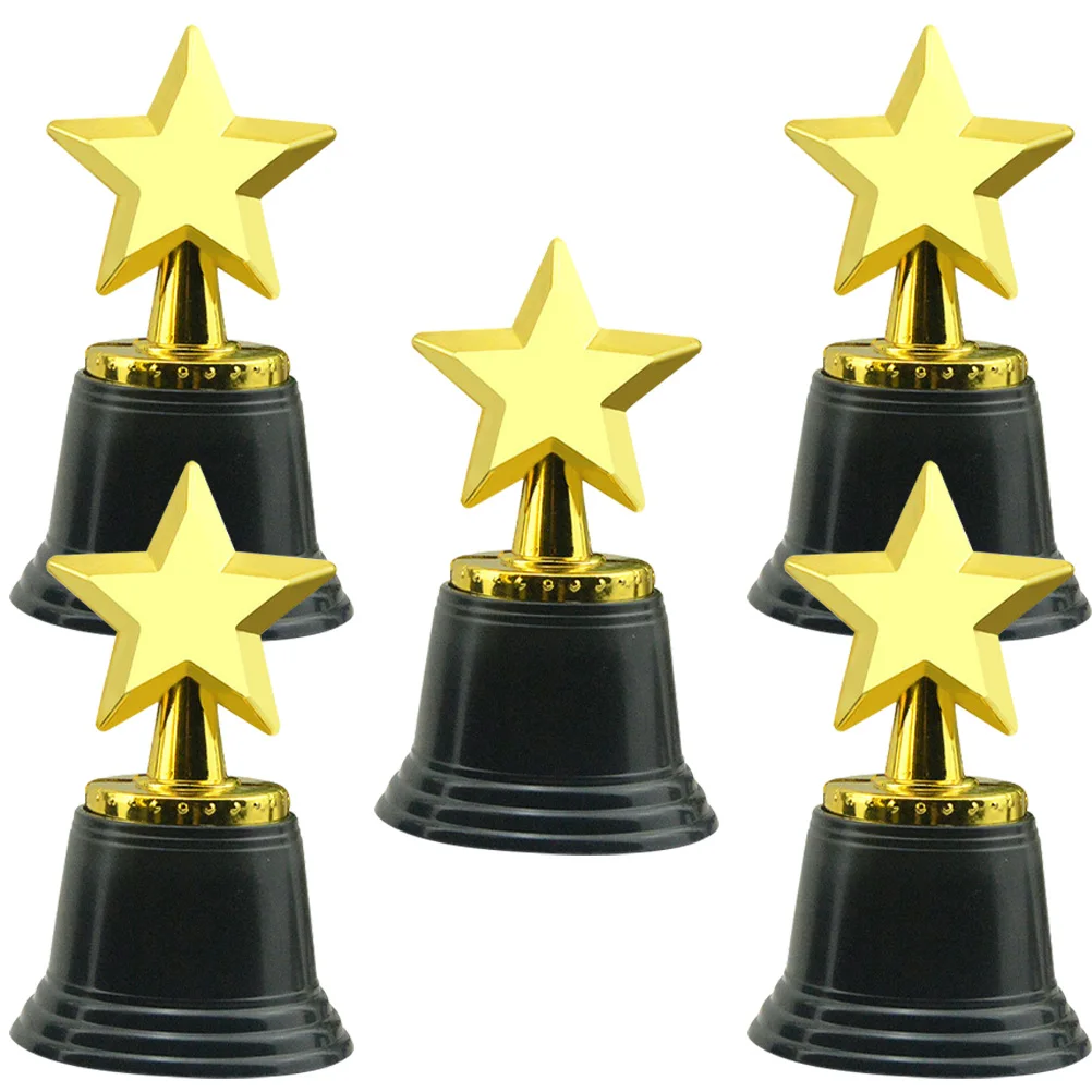 

5pcs Star Trophy Small Plastic Kids Trophies Mini Basketball Awards Party Prizes Lightweight Creative Beautiful