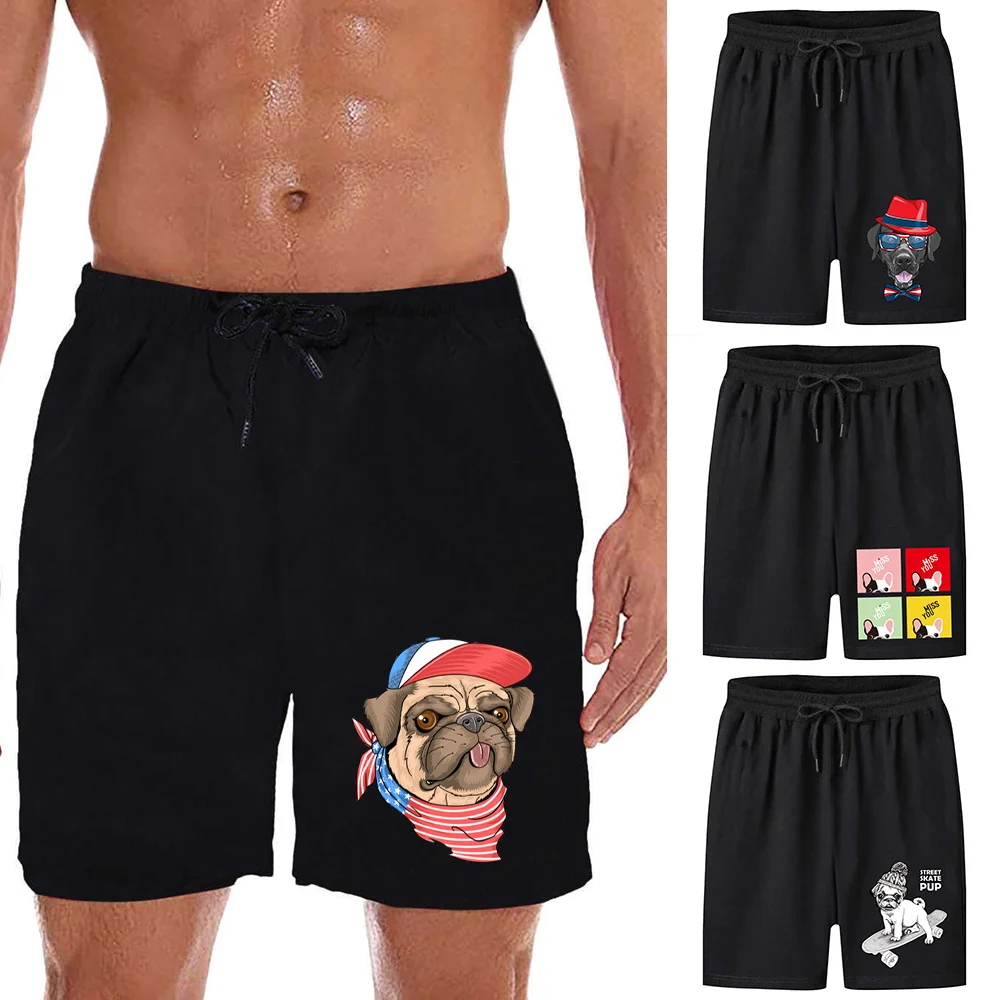 Summer Drawstring Shorts Men Casual Jogger Sweathshorts Workout Gym High Quality Shorts Male Fashion Dog Printed Newest