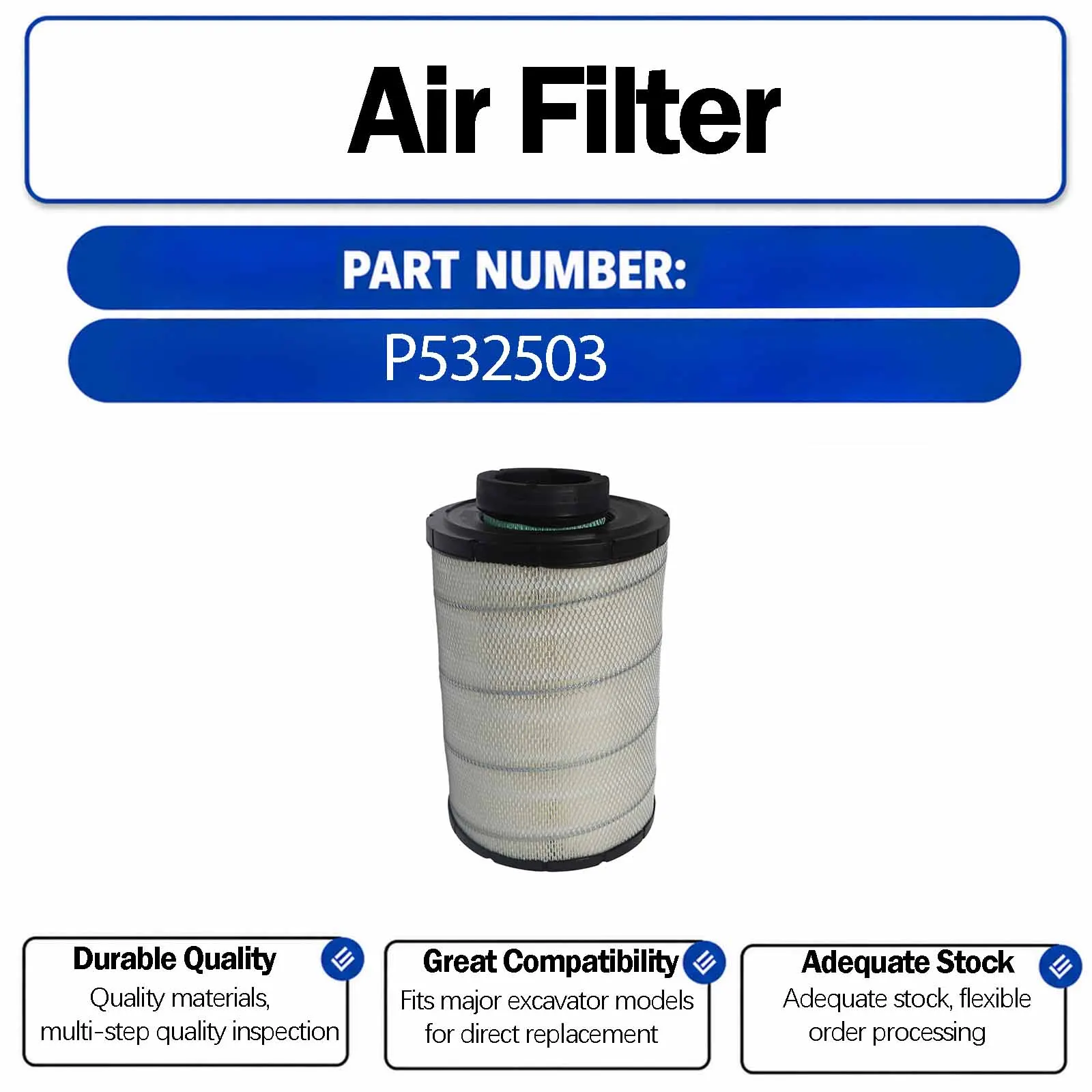 Air Filter 600-18-56100 For Komatsu PC220-8M0 PC240-8MO PC270-8MO PC300-7 PC306-7 PC350-7 PC360-7 Crawler Excavators